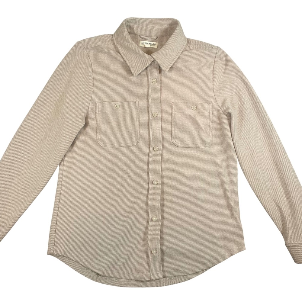 Lincoln Outfitters Shacket Men's Medium Cream Striped‎ Casual Outdoors